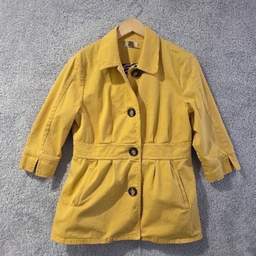 Harold's Jacket Women 10 Mustard Yellow‎ Zebra Lined Retro Mod Empire Waist Coat